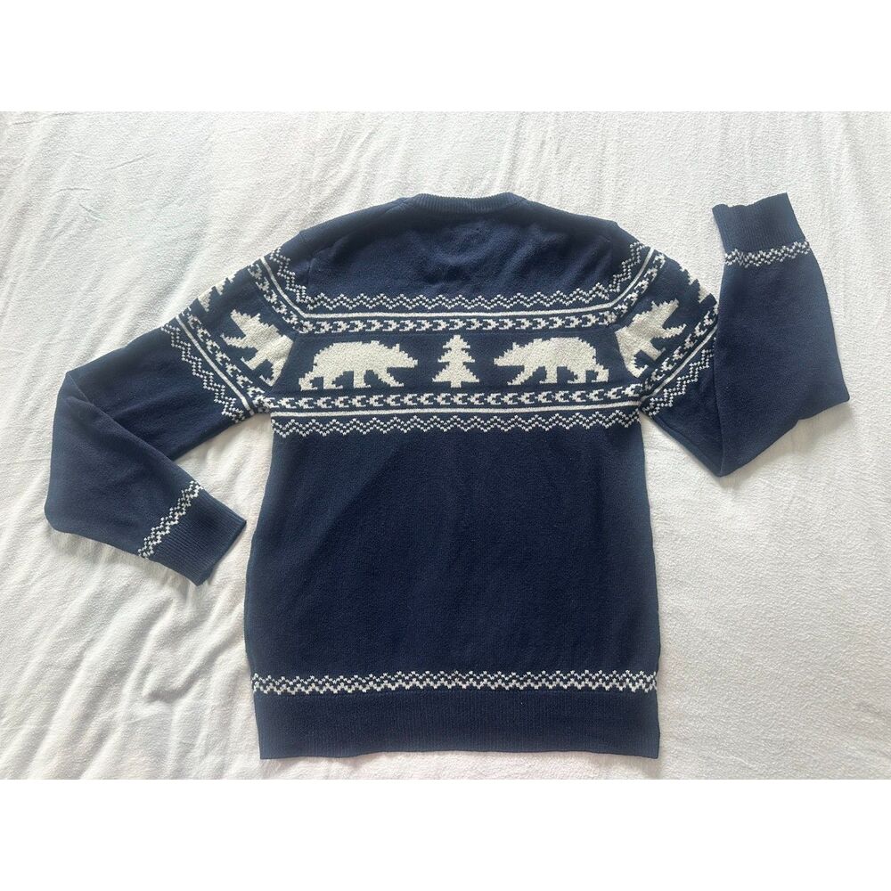 Land's End Fair Isle Sweater Aspen Cabin Ski Hunting Blue Bear SZ Small